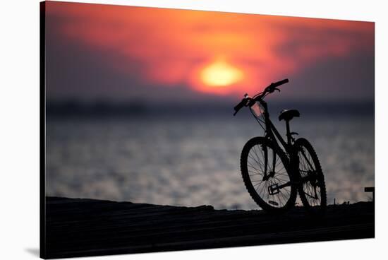 Bicycle at Sunset, Jersey Shore, New Jersey-Paul Souders-Stretched Canvas