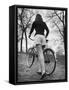Bicycle Being Pushed by a Typical American Girl-Nina Leen-Framed Stretched Canvas