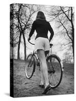 Bicycle Being Pushed by a Typical American Girl-Nina Leen-Stretched Canvas