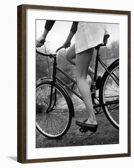 Bicycle Being Ridden by a Typical American Girl-Nina Leen-Framed Photographic Print