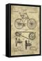 Bicycle Blueprint Industrial Farmhouse-Tina Lavoie-Framed Stretched Canvas