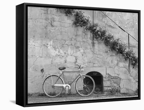 Bicycle & Cracked Wall, Einsiedeln, Switzerland 04-Monte Nagler-Framed Stretched Canvas