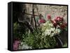 Bicycle Decorated with Flowers, Brantome, Dordogne, France, Europe-Peter Richardson-Framed Stretched Canvas