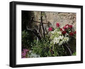 Bicycle Decorated with Flowers, Brantome, Dordogne, France, Europe-Peter Richardson-Framed Photographic Print