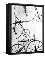 Bicycle Display at Swiss Transport Museum, Lucerne, Switzerland-Walter Bibikow-Framed Stretched Canvas