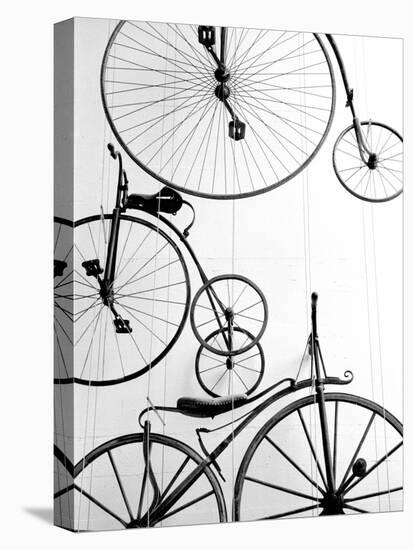 Bicycle Display at Swiss Transport Museum, Lucerne, Switzerland-Walter Bibikow-Stretched Canvas