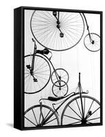 Bicycle Display at Swiss Transport Museum, Lucerne, Switzerland-Walter Bibikow-Framed Stretched Canvas