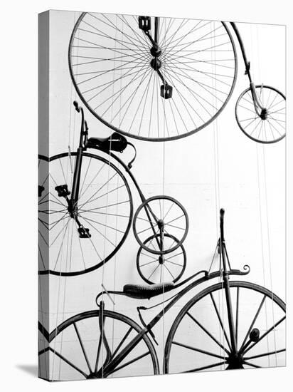 Bicycle Display at Swiss Transport Museum, Lucerne, Switzerland-Walter Bibikow-Stretched Canvas