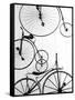 Bicycle Display at Swiss Transport Museum, Lucerne, Switzerland-Walter Bibikow-Framed Stretched Canvas