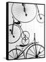 Bicycle Display at Swiss Transport Museum, Lucerne, Switzerland-Walter Bibikow-Framed Stretched Canvas