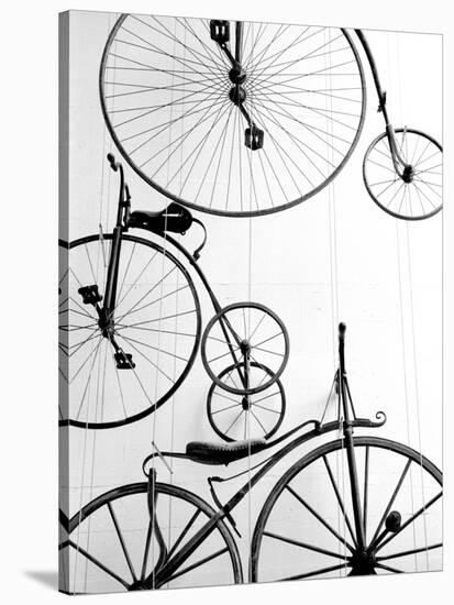 Bicycle Display at Swiss Transport Museum, Lucerne, Switzerland-Walter Bibikow-Stretched Canvas