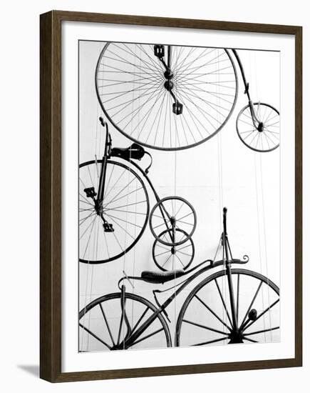 Bicycle Display at Swiss Transport Museum, Lucerne, Switzerland-Walter Bibikow-Framed Premium Photographic Print