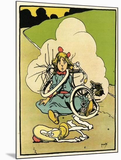 Bicycle, Girl Falls Off-John Hassall-Mounted Art Print