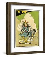 Bicycle, Girl Falls Off-John Hassall-Framed Art Print