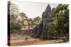 Bicycle Going Through the South Gate in Angkor Thom at Sunrise, Angkor, Siem Reap, Cambodia-Michael Nolan-Stretched Canvas