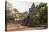 Bicycle Going Through the South Gate in Angkor Thom at Sunrise, Angkor, Siem Reap, Cambodia-Michael Nolan-Stretched Canvas