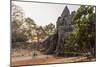 Bicycle Going Through the South Gate in Angkor Thom at Sunrise, Angkor, Siem Reap, Cambodia-Michael Nolan-Mounted Photographic Print