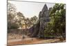 Bicycle Going Through the South Gate in Angkor Thom at Sunrise, Angkor, Siem Reap, Cambodia-Michael Nolan-Mounted Photographic Print