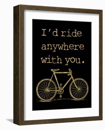 Bicycle I’d Ride Anywhere Golden Black-Amy Brinkman-Framed Art Print