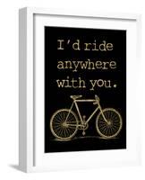 Bicycle I’d Ride Anywhere Golden Black-Amy Brinkman-Framed Art Print