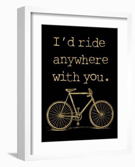 Bicycle I’d Ride Anywhere Golden Black-Amy Brinkman-Framed Art Print