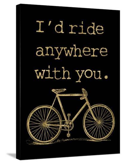 Bicycle I?d Ride Anywhere Golden Black-Amy Brinkman-Stretched Canvas