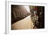 Bicycle in an Alley Street in Amsterdam, Netherlands-Carlo Acenas-Framed Photographic Print