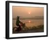 Bicycle in the Morning Mist at Sunrise, Limestone Mountain Scenery, Tam Coc, South of Hanoi-Christian Kober-Framed Photographic Print