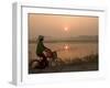 Bicycle in the Morning Mist at Sunrise, Limestone Mountain Scenery, Tam Coc, South of Hanoi-Christian Kober-Framed Photographic Print