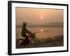 Bicycle in the Morning Mist at Sunrise, Limestone Mountain Scenery, Tam Coc, South of Hanoi-Christian Kober-Framed Photographic Print