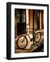 Bicycle Leaning Against Post in USA-Jody Miller-Framed Photographic Print