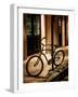 Bicycle Leaning Against Post in USA-Jody Miller-Framed Photographic Print