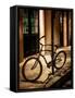 Bicycle Leaning Against Post in USA-Jody Miller-Framed Stretched Canvas