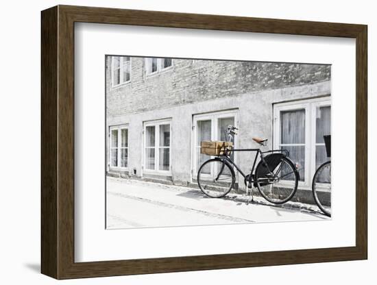 Bicycle Leaning Against Wall, City, Copenhagen, Denmark, Scandinavia-Axel Schmies-Framed Photographic Print