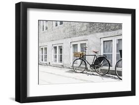 Bicycle Leaning Against Wall, City, Copenhagen, Denmark, Scandinavia-Axel Schmies-Framed Photographic Print