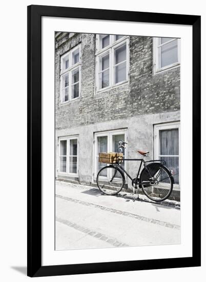 Bicycle Leans Against Wall, City, Copenhagen, Denmark, Scandinavia-Axel Schmies-Framed Photographic Print