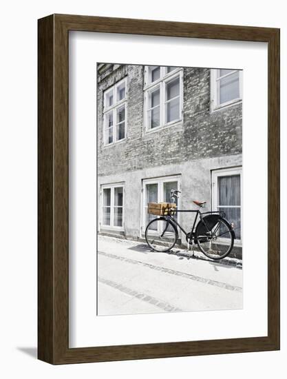 Bicycle Leans Against Wall, City, Copenhagen, Denmark, Scandinavia-Axel Schmies-Framed Photographic Print