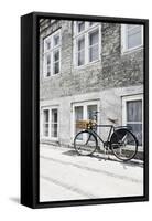 Bicycle Leans Against Wall, City, Copenhagen, Denmark, Scandinavia-Axel Schmies-Framed Stretched Canvas