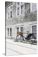 Bicycle Leans Against Wall, City, Copenhagen, Denmark, Scandinavia-Axel Schmies-Stretched Canvas
