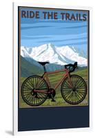 Bicycle - Mountains-Lantern Press-Framed Art Print