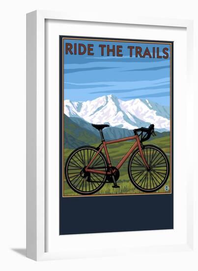 Bicycle - Mountains-Lantern Press-Framed Art Print