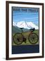 Bicycle - Mountains-Lantern Press-Framed Art Print