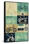 Bicycle of the World - Blues-Lantern Press-Framed Stretched Canvas