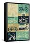 Bicycle of the World - Blues-Lantern Press-Framed Stretched Canvas