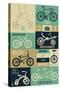 Bicycle of the World - Blues-Lantern Press-Stretched Canvas