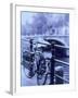 Bicycle on Rail by Canal, Amsterdam, Netherlands-Walter Bibikow-Framed Premium Photographic Print