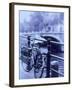 Bicycle on Rail by Canal, Amsterdam, Netherlands-Walter Bibikow-Framed Premium Photographic Print