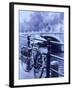 Bicycle on Rail by Canal, Amsterdam, Netherlands-Walter Bibikow-Framed Premium Photographic Print