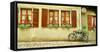 Bicycle outside a house, Rothenburg Ob Der Tauber, Bavaria, Germany-Panoramic Images-Framed Stretched Canvas