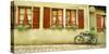 Bicycle outside a house, Rothenburg Ob Der Tauber, Bavaria, Germany-Panoramic Images-Stretched Canvas